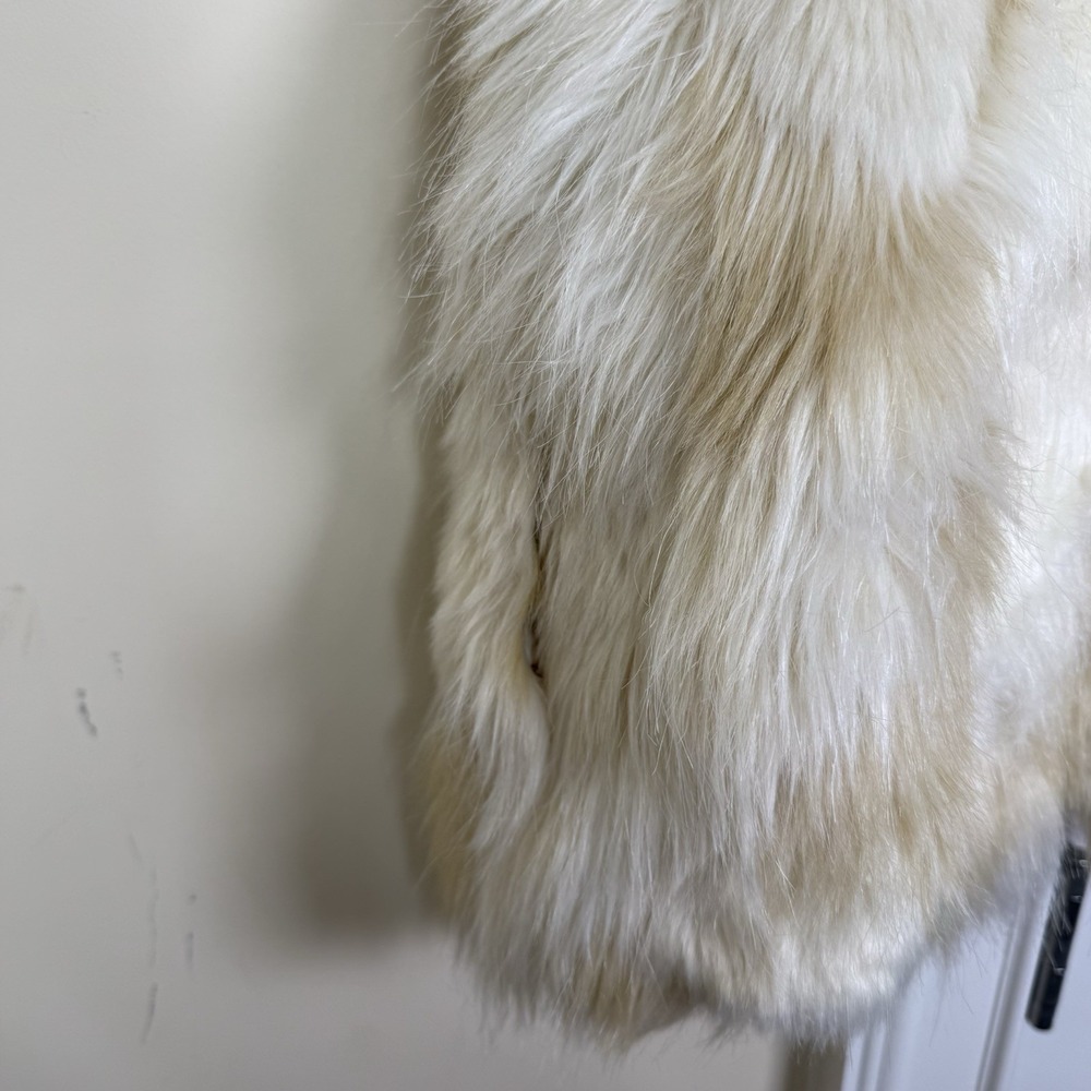 Vintage Forever 21 Faux Fur Vest Women's Small Cream Beige Open Front Lined Y2K - Picture 4 of 8